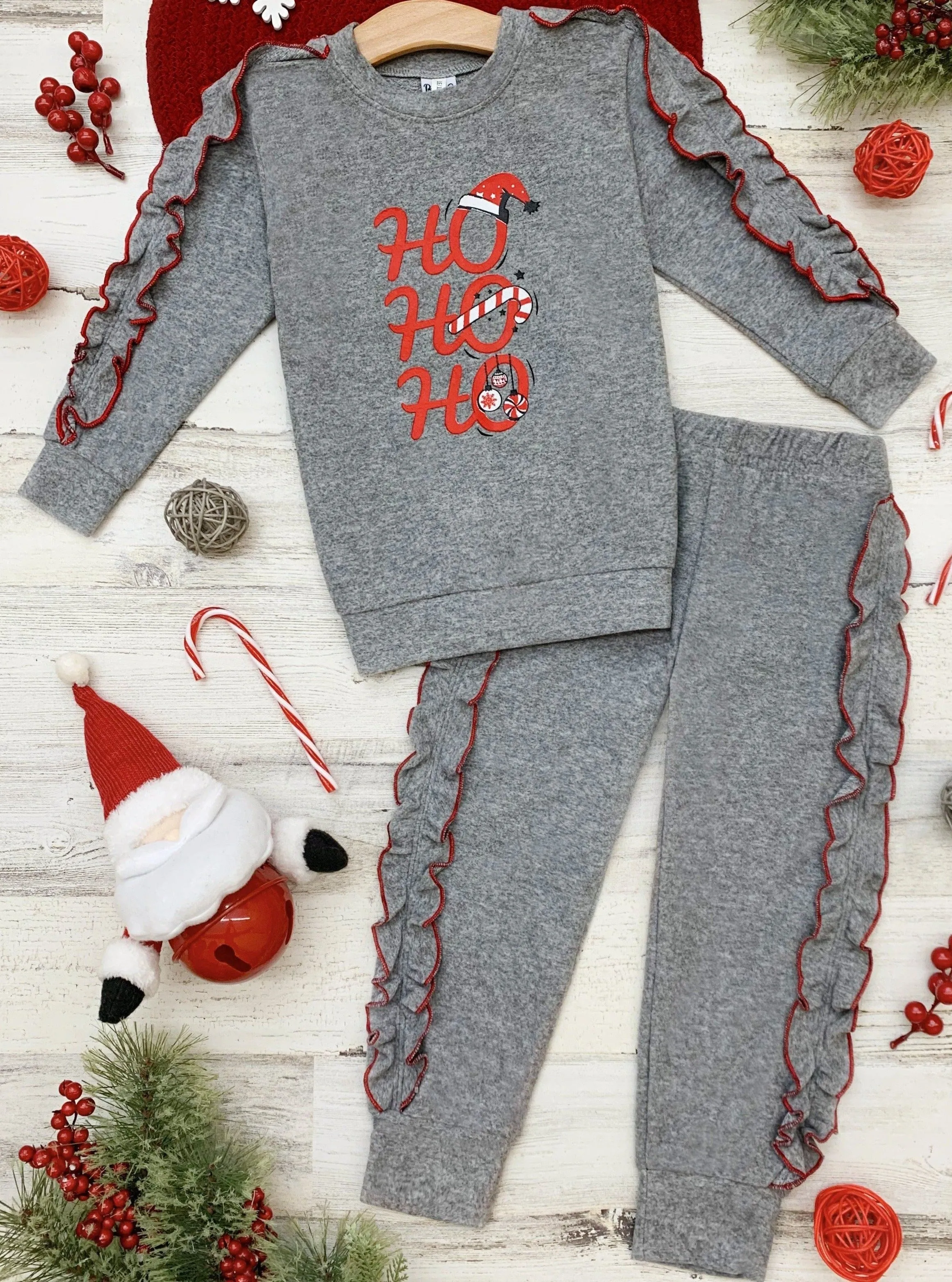Ho Ho Ho Ruffle Loungewear Set