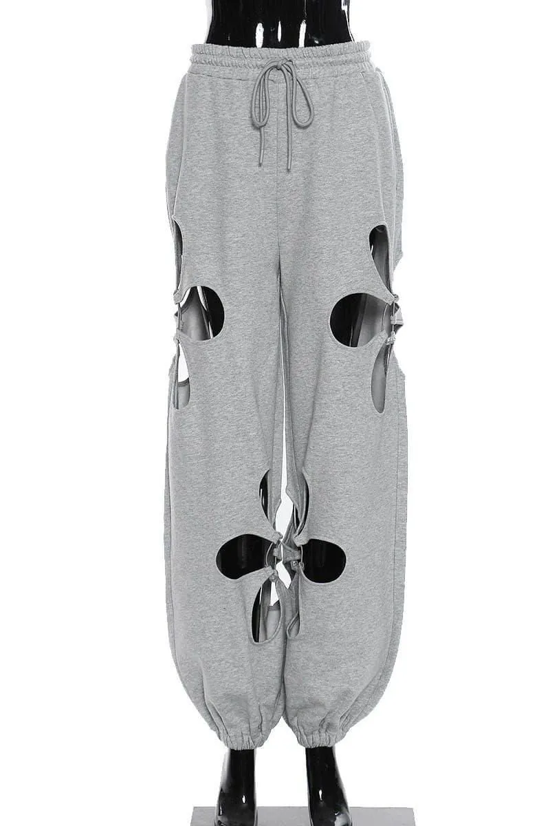 Hollow petal cutout hooded loose casual chandal