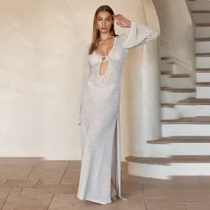 Hollow Split Bohemian Beach Cover-up V-neck Dress