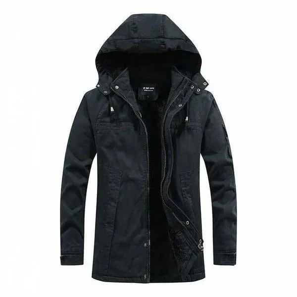 Hooded Valor™ | Men's Mid-Length Coat | Water-Resistant Fabric, Adjustable Hood & Warm Insulation