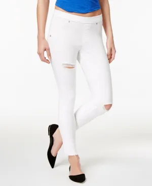 HUE Women's Original Denim Ripped Knee Leggings. U17963H White XL