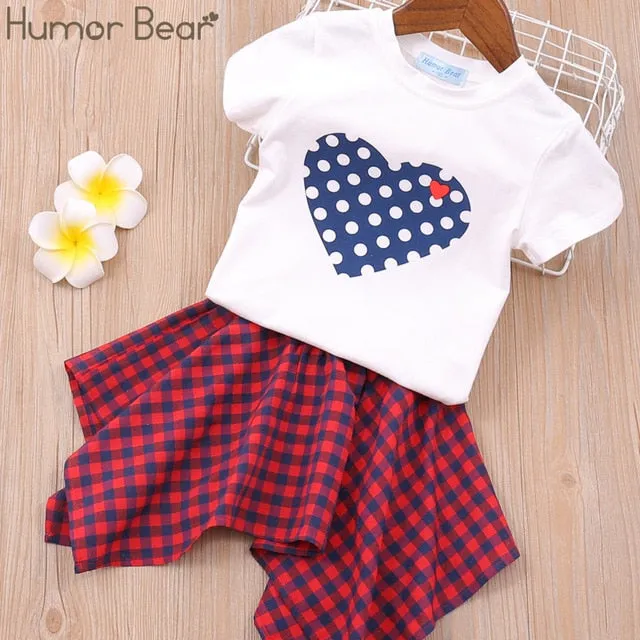 Humor Bear Baby Girl Clothes Hot Summer Children's Girls' Clothing Sets Kids Bay Clothes Toddler Chiffon bowknot coat Pants 1-4Y