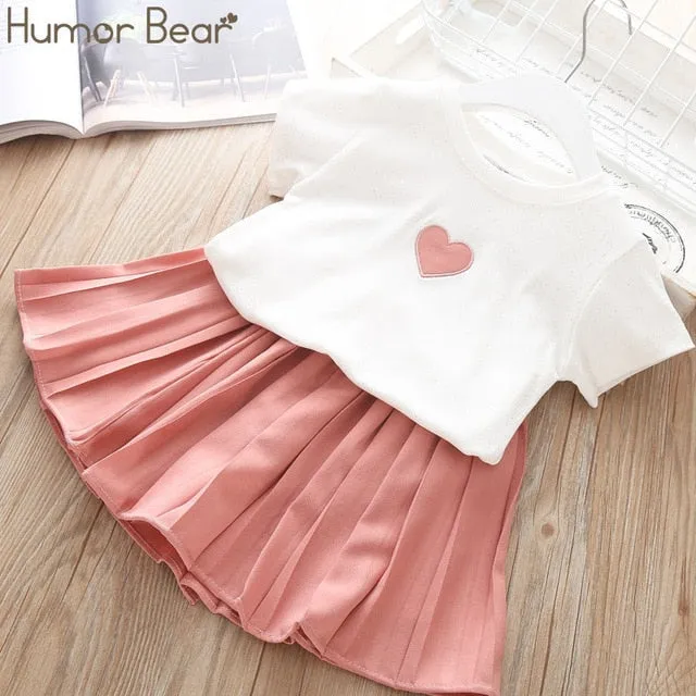 Humor Bear Baby Girl Clothes Hot Summer Children's Girls' Clothing Sets Kids Bay Clothes Toddler Chiffon bowknot coat Pants 1-4Y