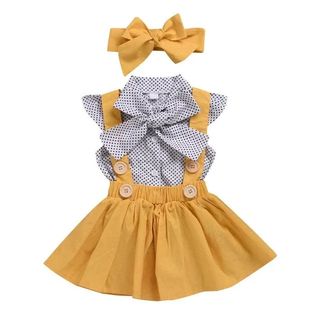 Humor Bear Baby Girl Clothes Hot Summer Children's Girls' Clothing Sets Kids Bay Clothes Toddler Chiffon bowknot coat Pants 1-4Y