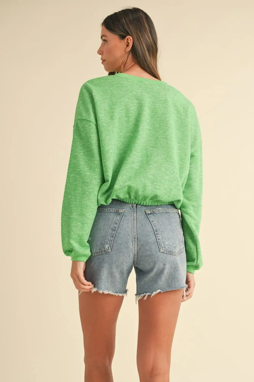 'Isla' Round Neck Letter Embroidery Crop Sweater