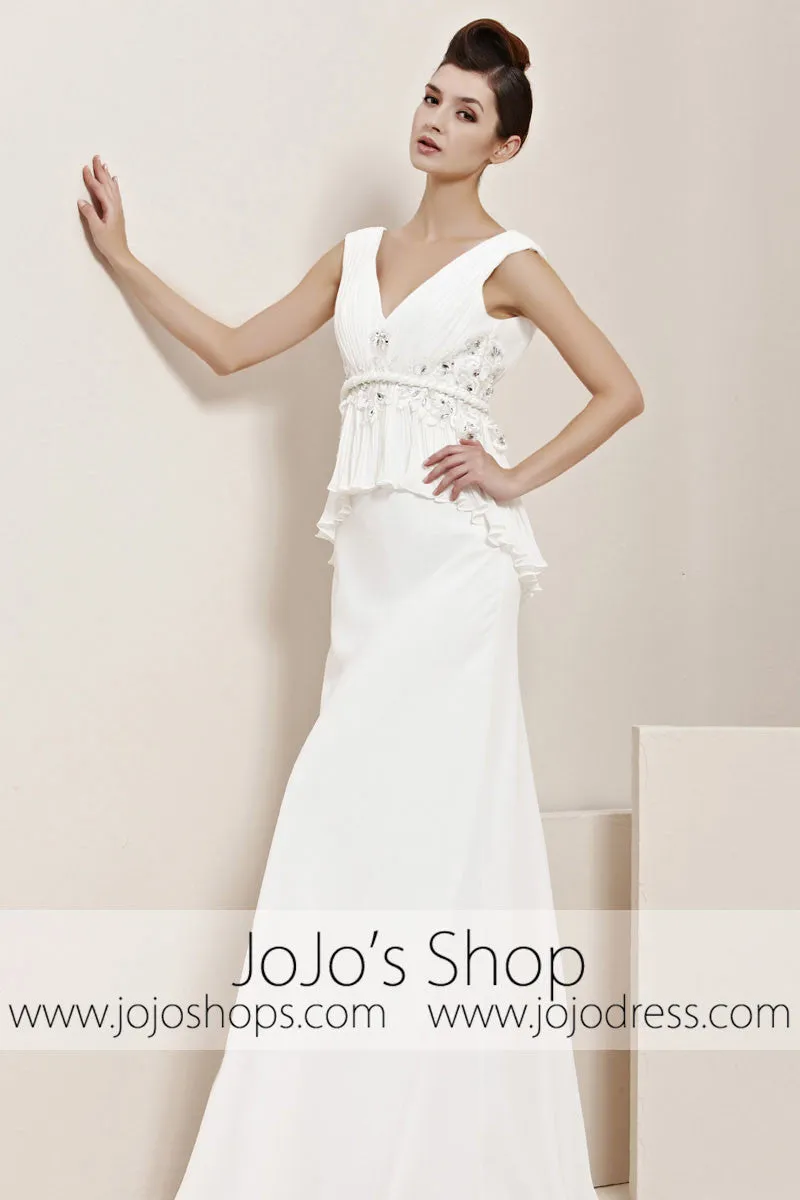 Ivory Grecian V Neck Prom Home Coming Evening Cocktail Dress CX830166