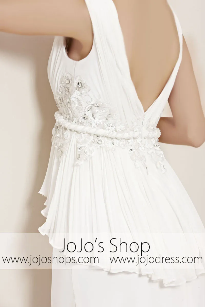Ivory Grecian V Neck Prom Home Coming Evening Cocktail Dress CX830166