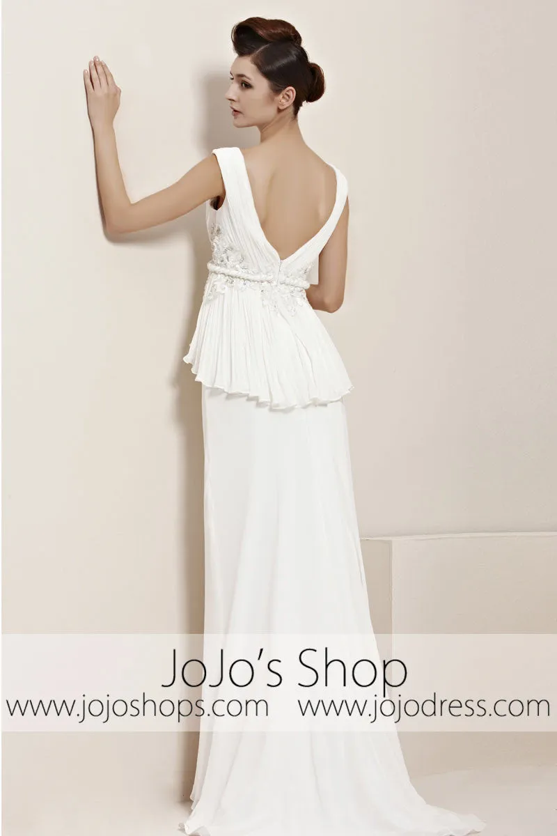 Ivory Grecian V Neck Prom Home Coming Evening Cocktail Dress CX830166