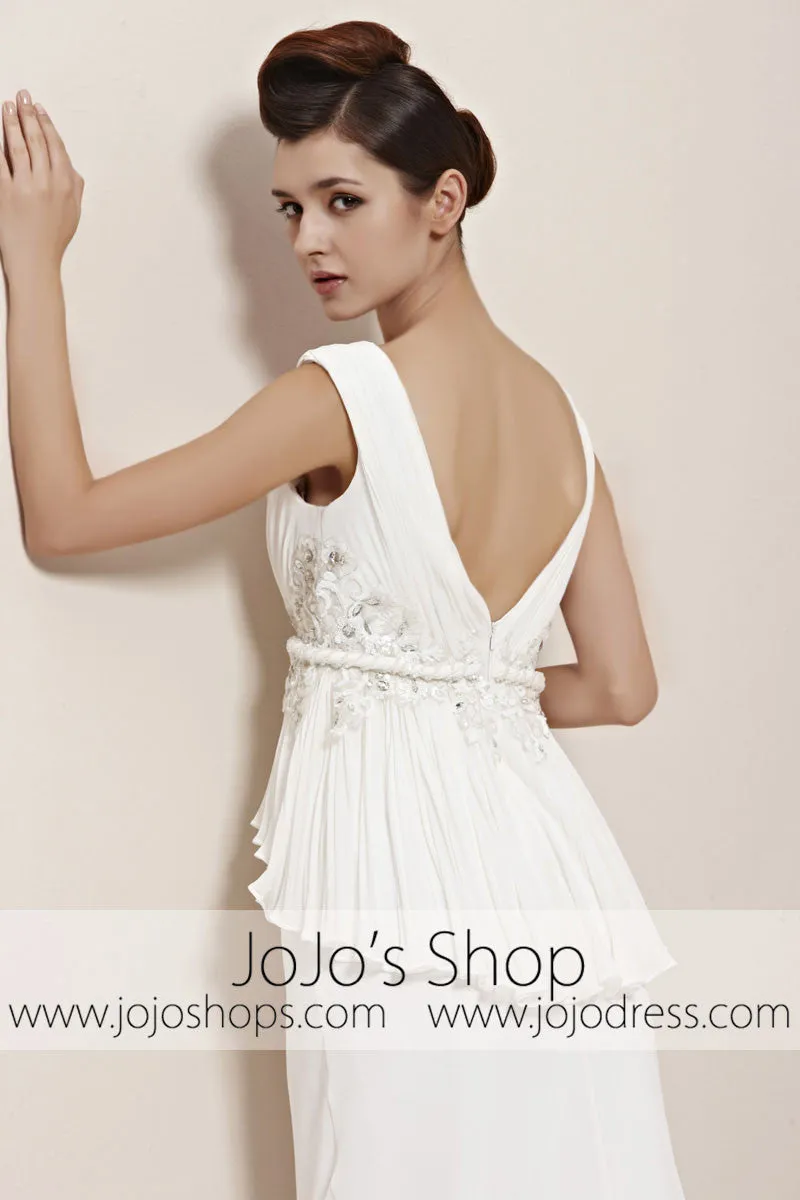Ivory Grecian V Neck Prom Home Coming Evening Cocktail Dress CX830166