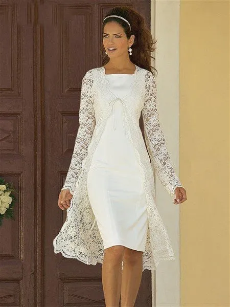 Ivory Mother Of The Bride Dresses 2019  Lace Jacket Knee Short Mothers Dresses For Wedding vestidos de madrinha
