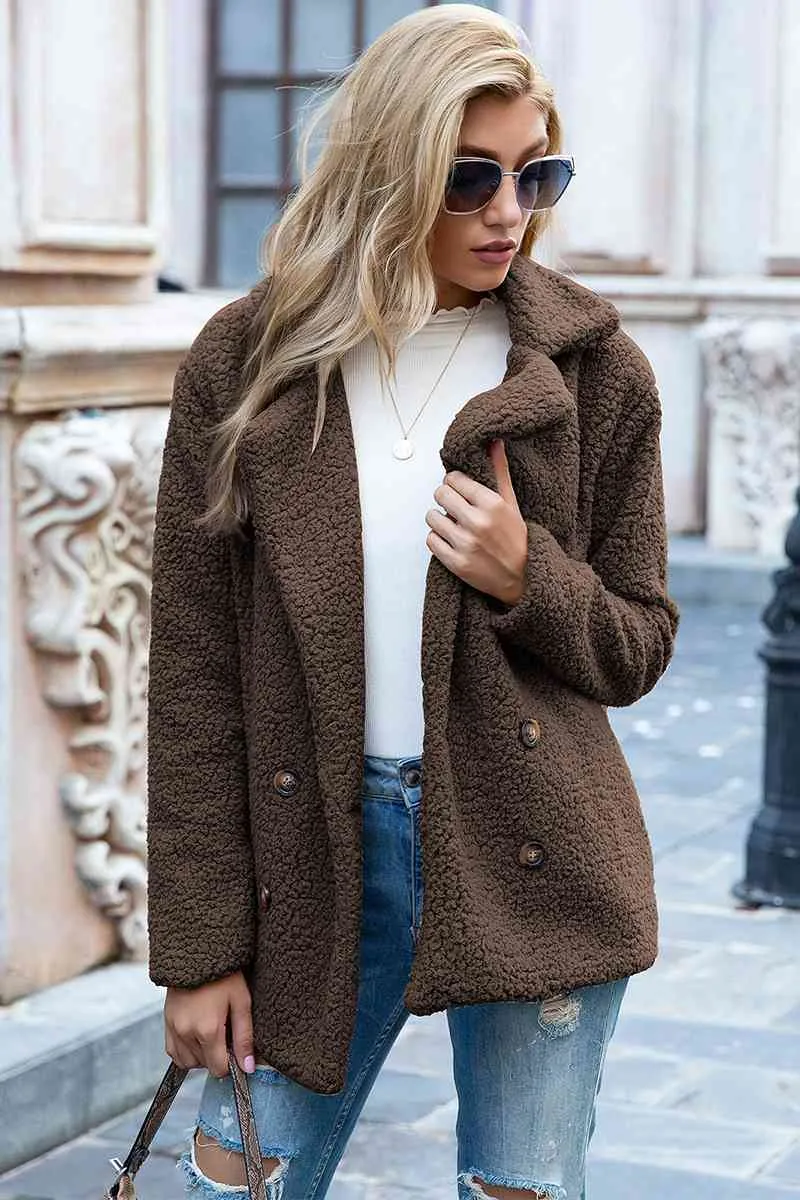 Ivy Lane Sherpa-jas met reverskraag in volledige maat