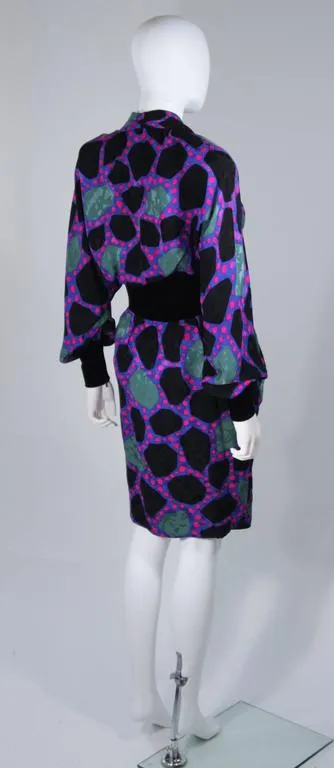 JACQUELINE DE RIBES 1990s Abstract Velvet Dress Size 6-8