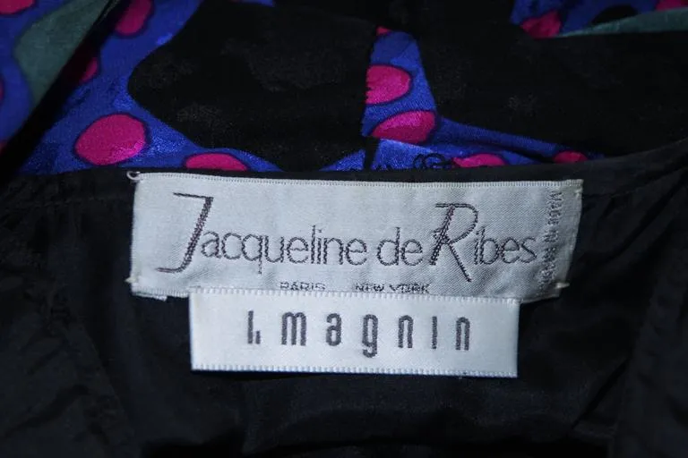 JACQUELINE DE RIBES 1990s Abstract Velvet Dress Size 6-8