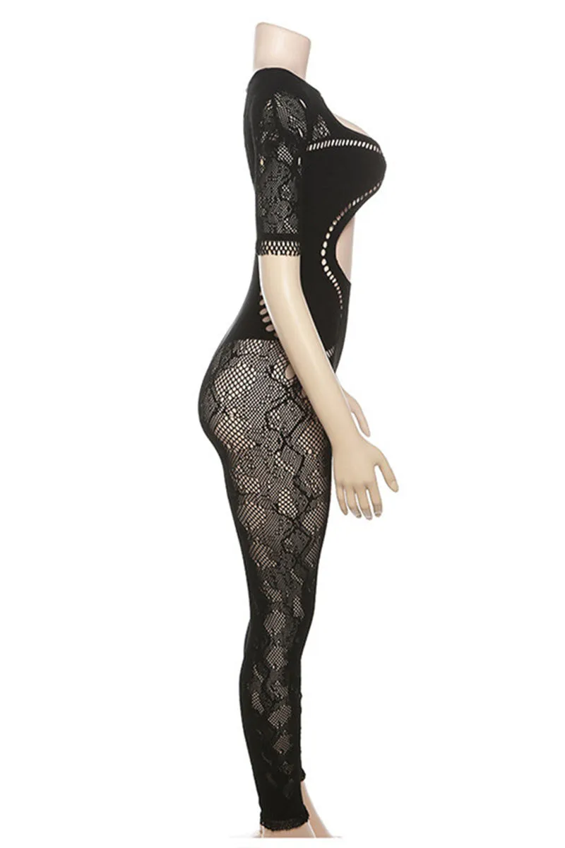 JI0190 Crochet Mesh Jumpsuits