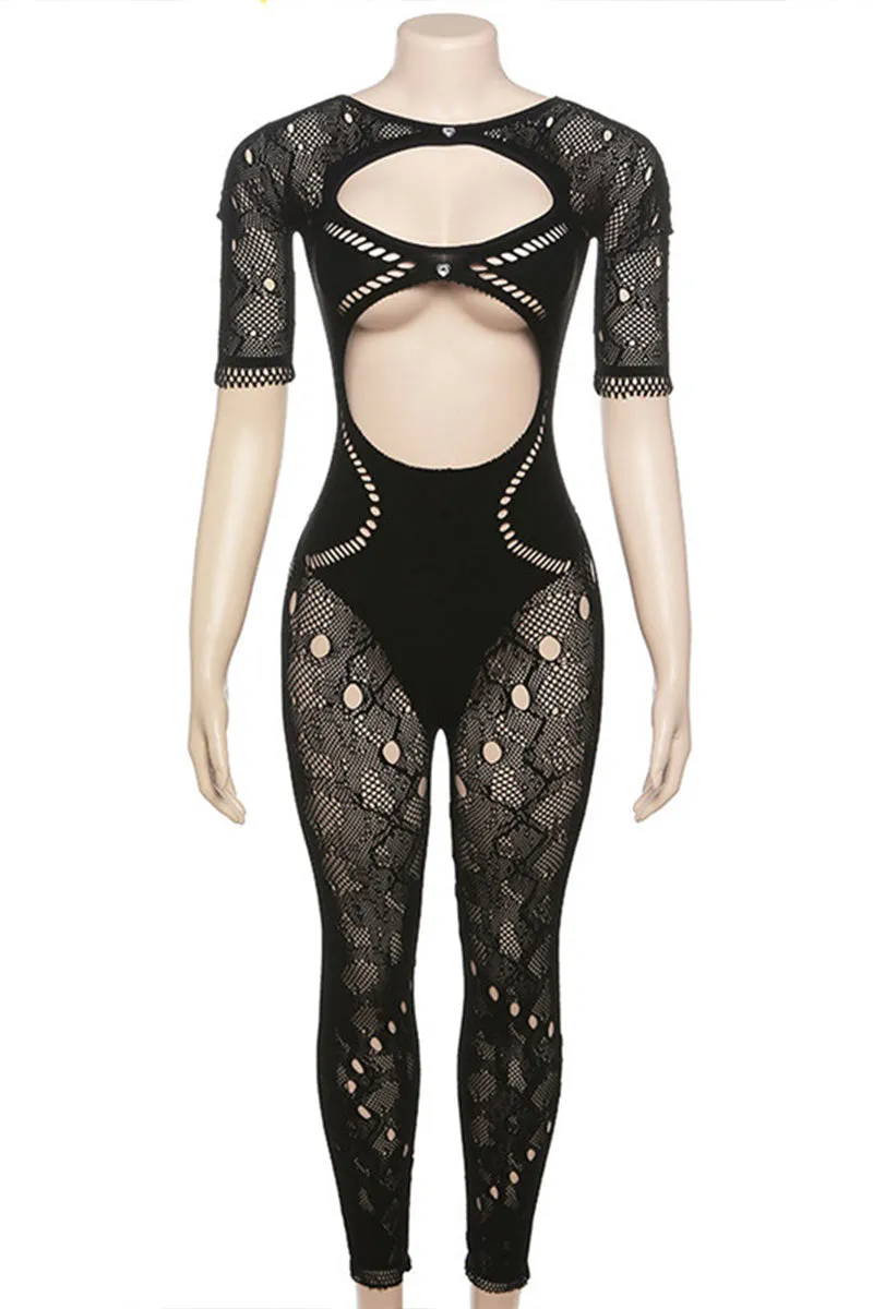 JI0190 Crochet Mesh Jumpsuits