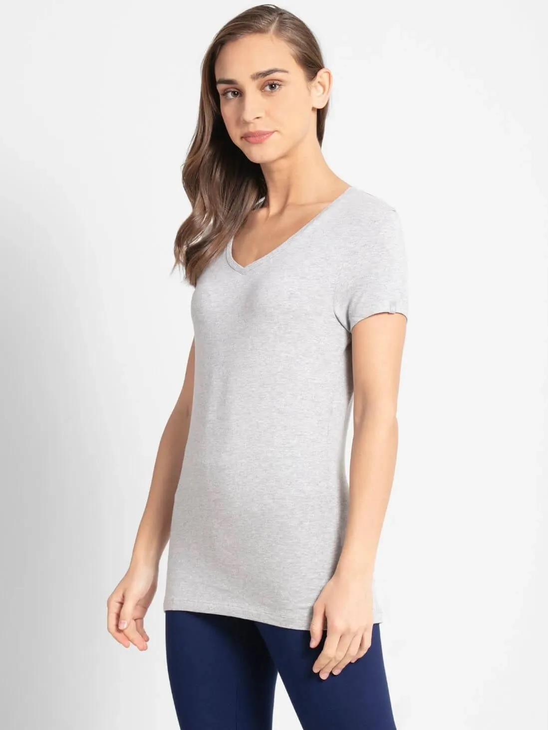 Jockey Grey V-Neck Tee for Women #1359 [Old]