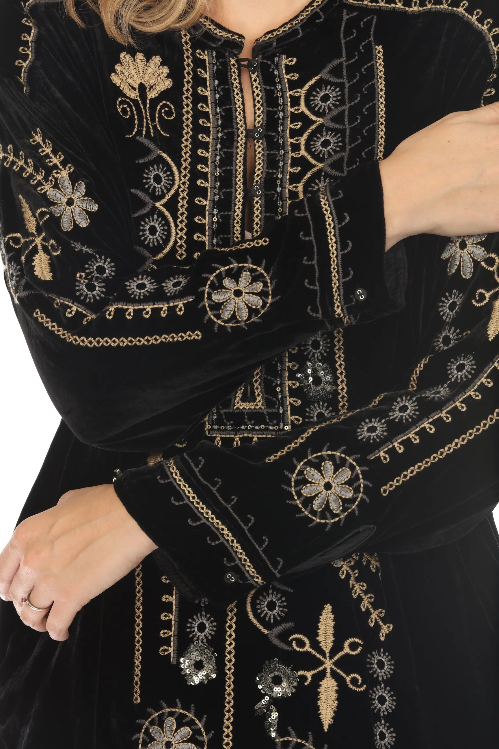 Johnny Was Biya Belina Velvet Tunic Top Boho Chic B23823BO*