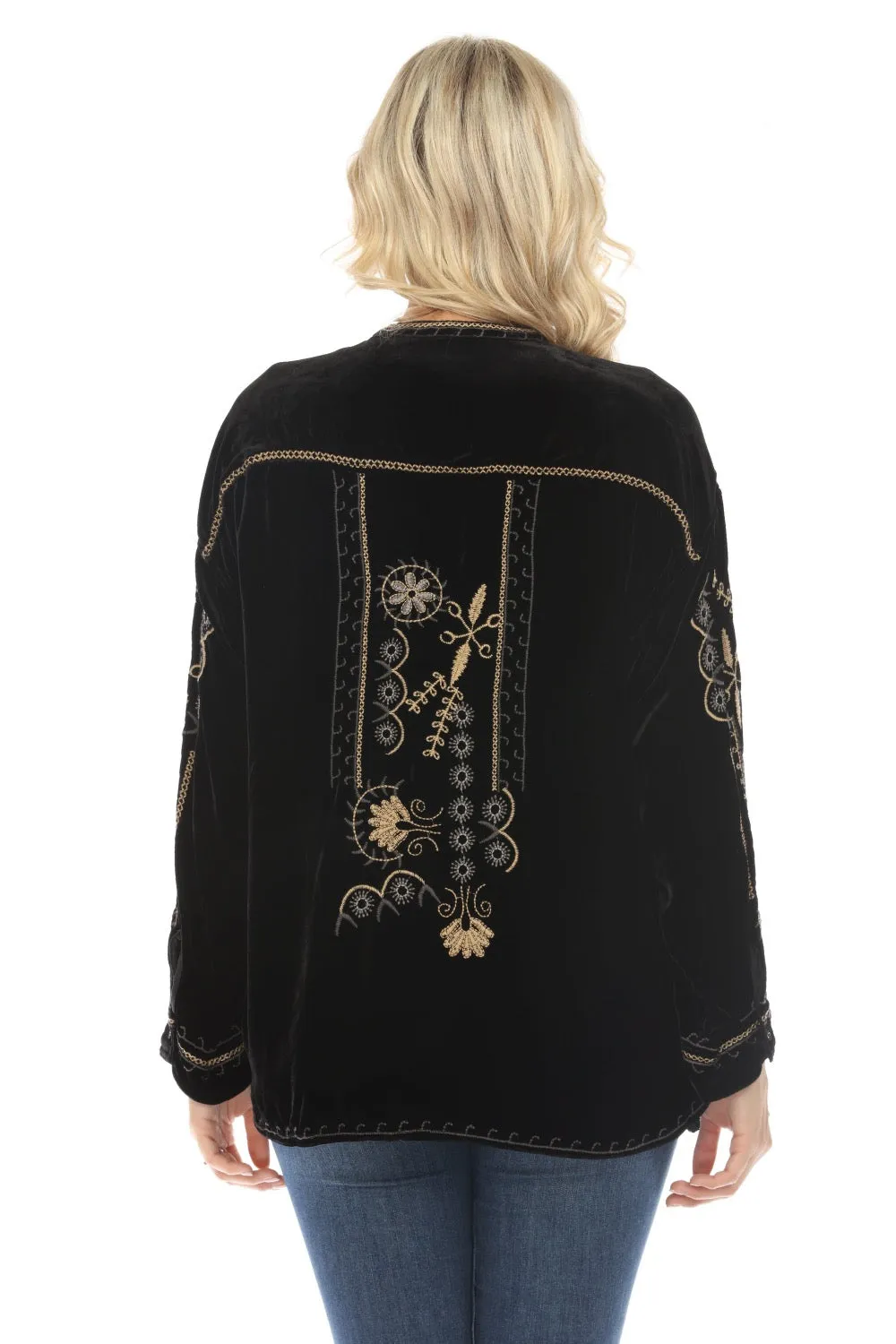 Johnny Was Biya Belina Velvet Tunic Top Boho Chic B23823BO*