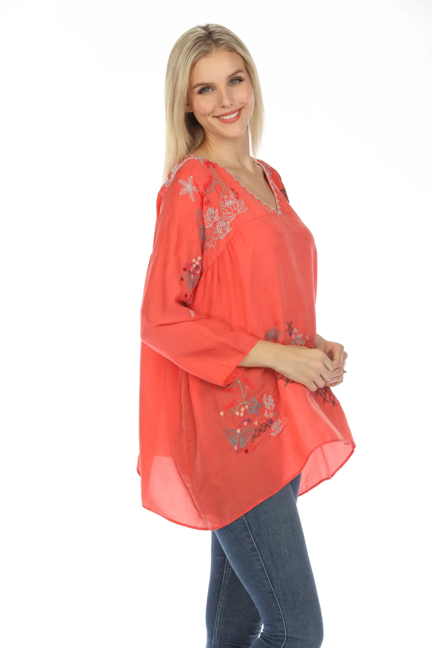 Johnny Was Biya Luciana Embroidered Tunic Top Boho Chic B24024