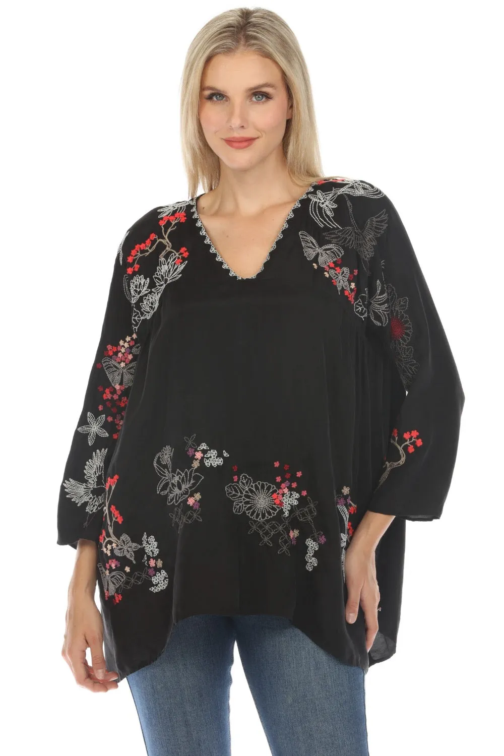 Johnny Was Biya Luciana Embroidered Tunic Top Boho Chic B24024