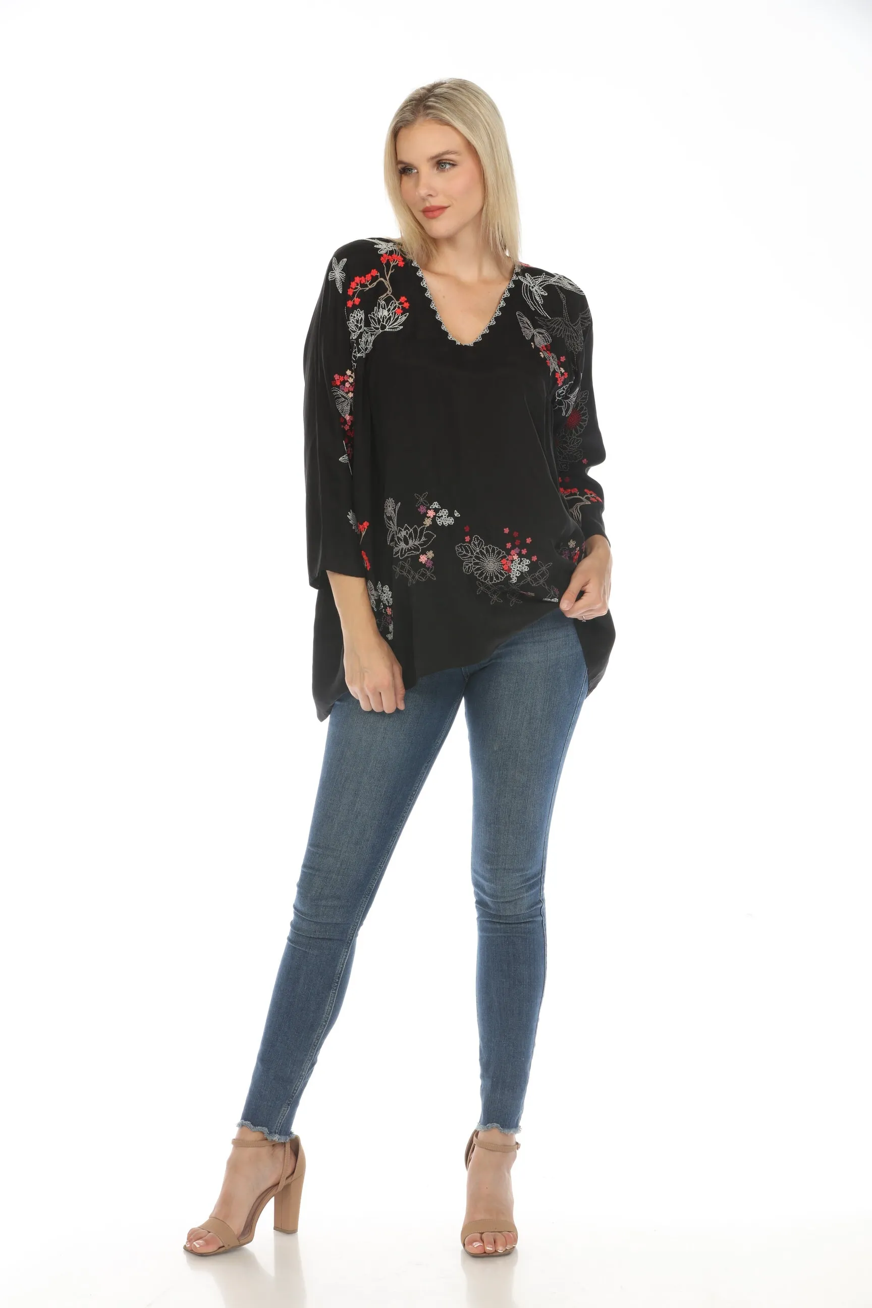Johnny Was Biya Luciana Embroidered Tunic Top Boho Chic B24024