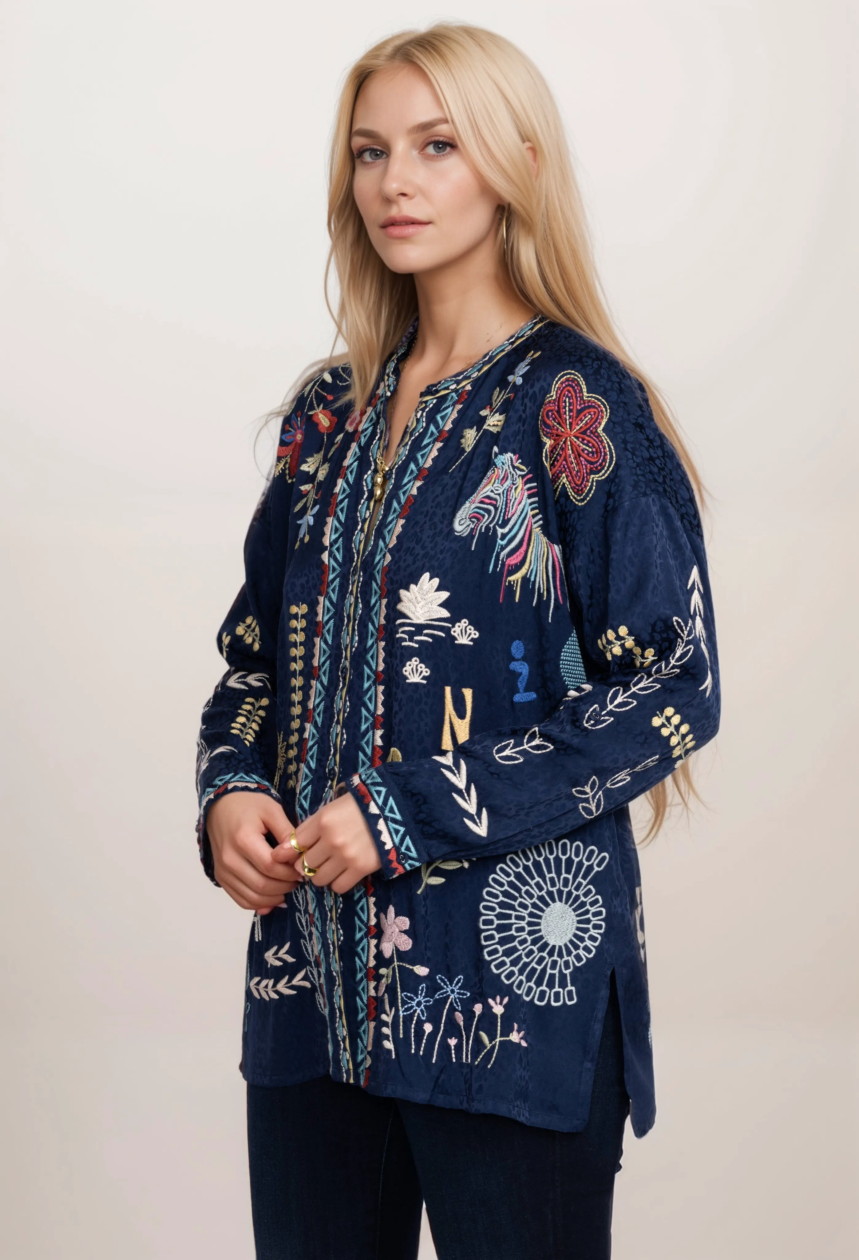 Johnny Was Biya Oanna Embroidered Blouse B13024B1 *