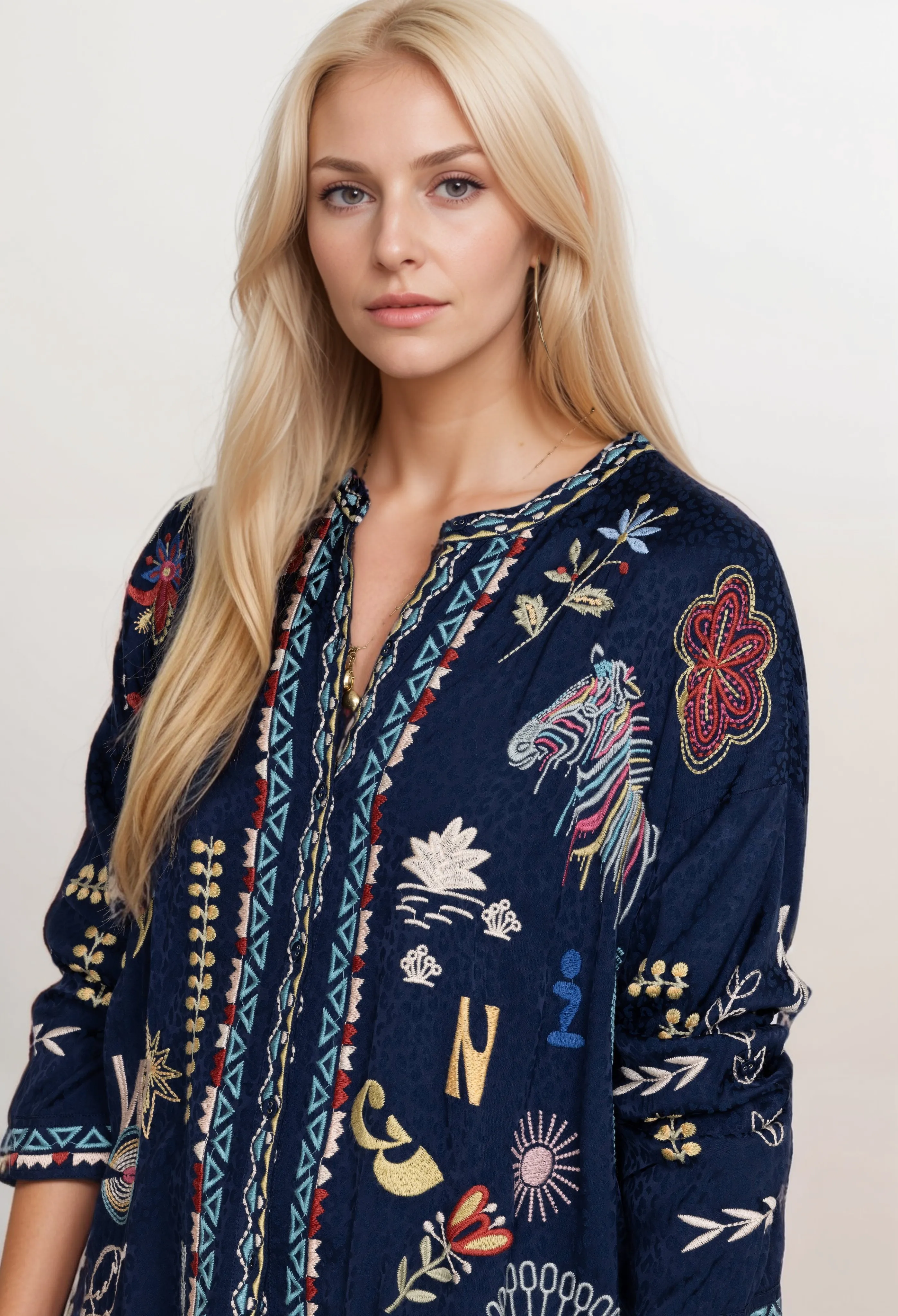 Johnny Was Biya Oanna Embroidered Blouse B13024B1 *