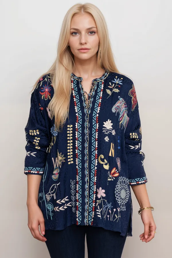 Johnny Was Biya Oanna Embroidered Blouse B13024B1 *
