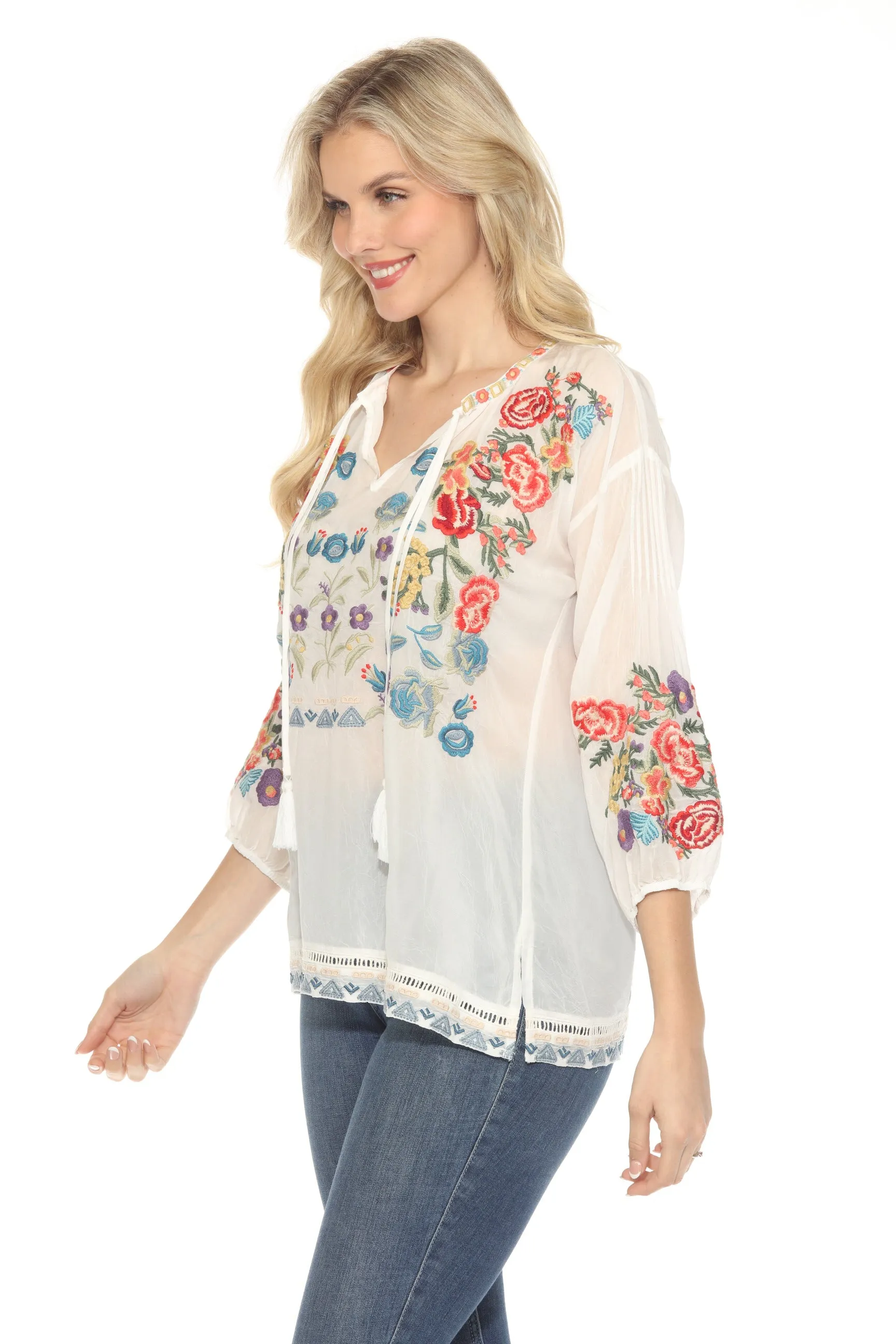 Johnny Was Brucie Embroidered Blouse C16624