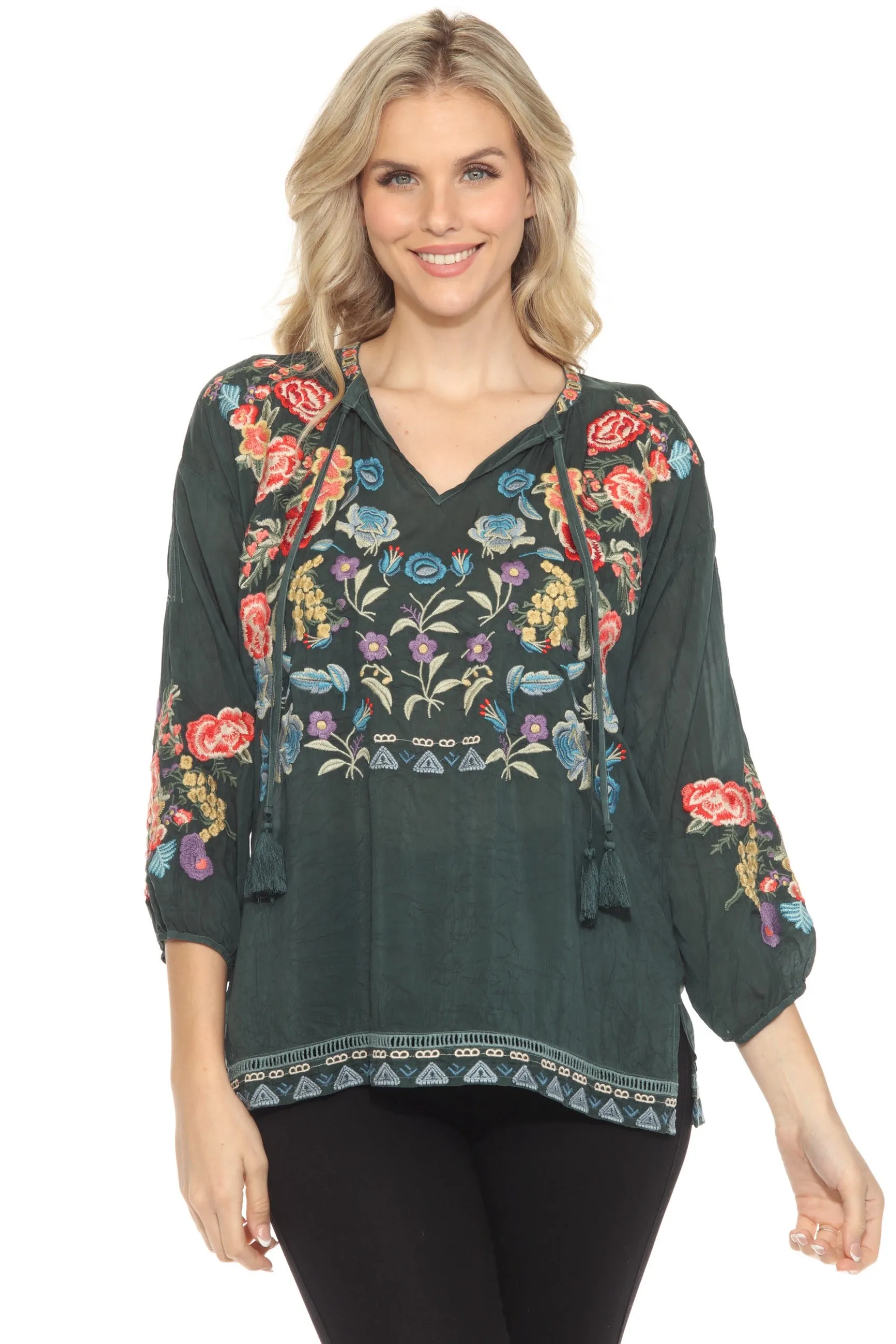 Johnny Was Brucie Embroidered Blouse C16624