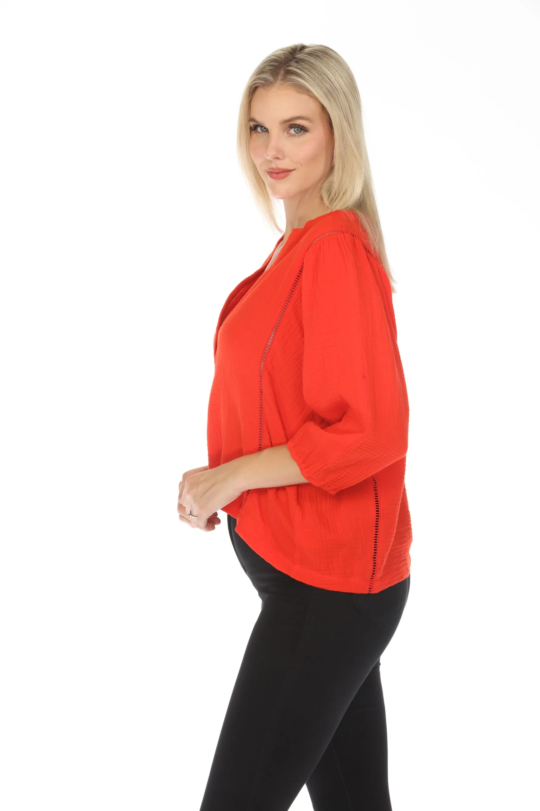 Johnny Was Calme Gauze Bishop Sleeve Blouse O21051 *