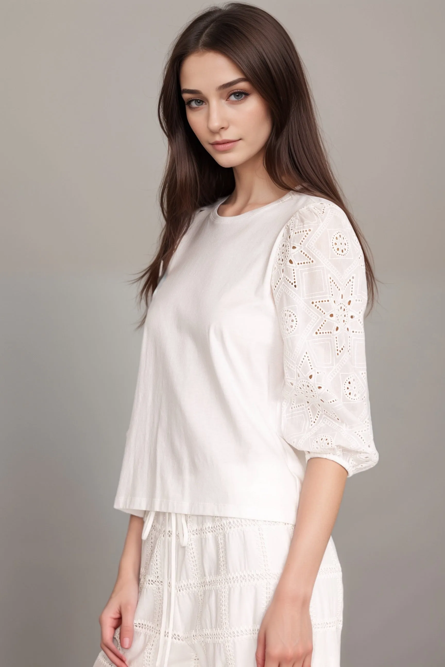 Johnny Was Jade Nora Puff Sleeve Easy Tee L16624 *