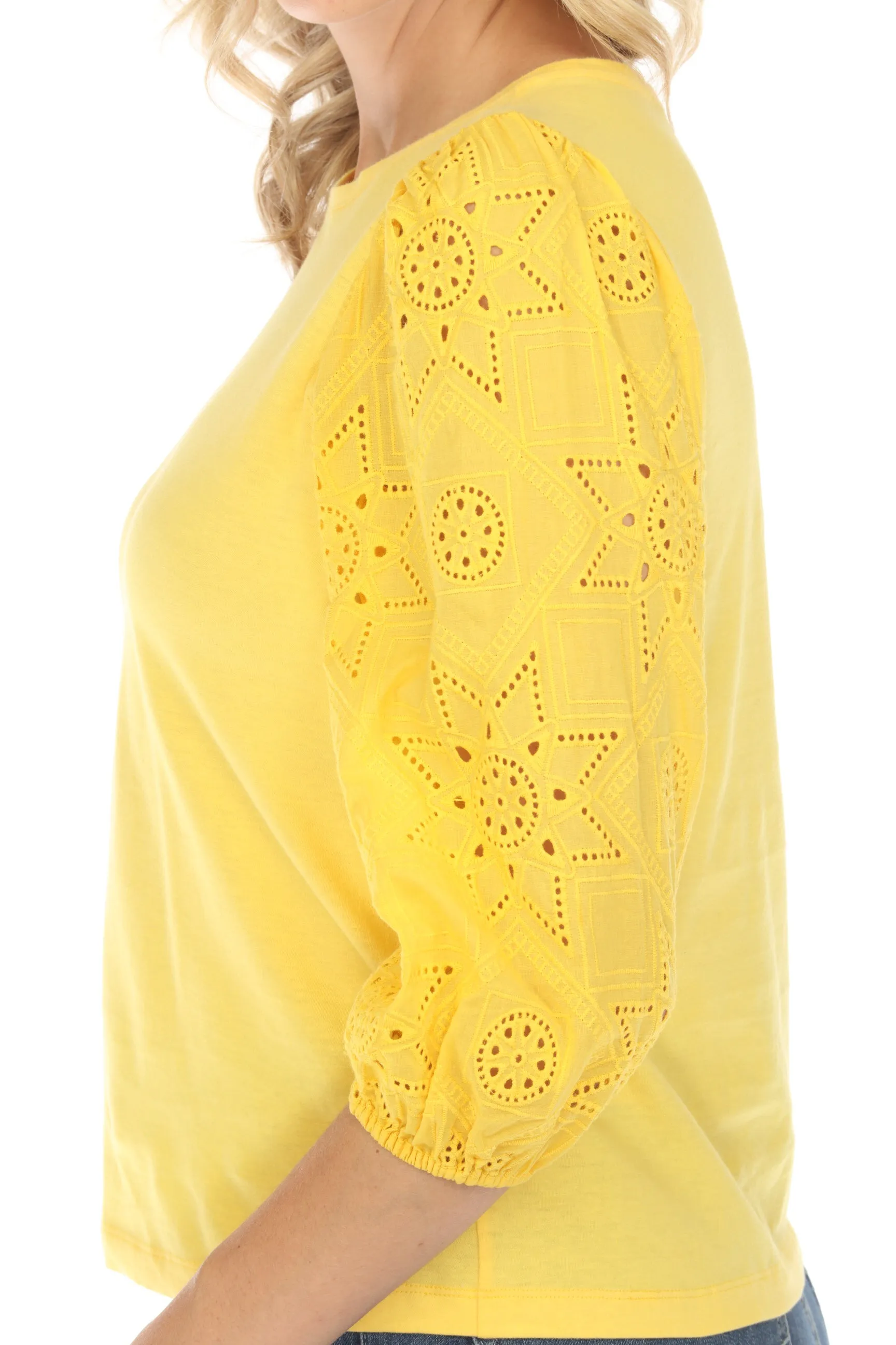 Johnny Was Jade Nora Puff Sleeve Easy Tee L16624 *