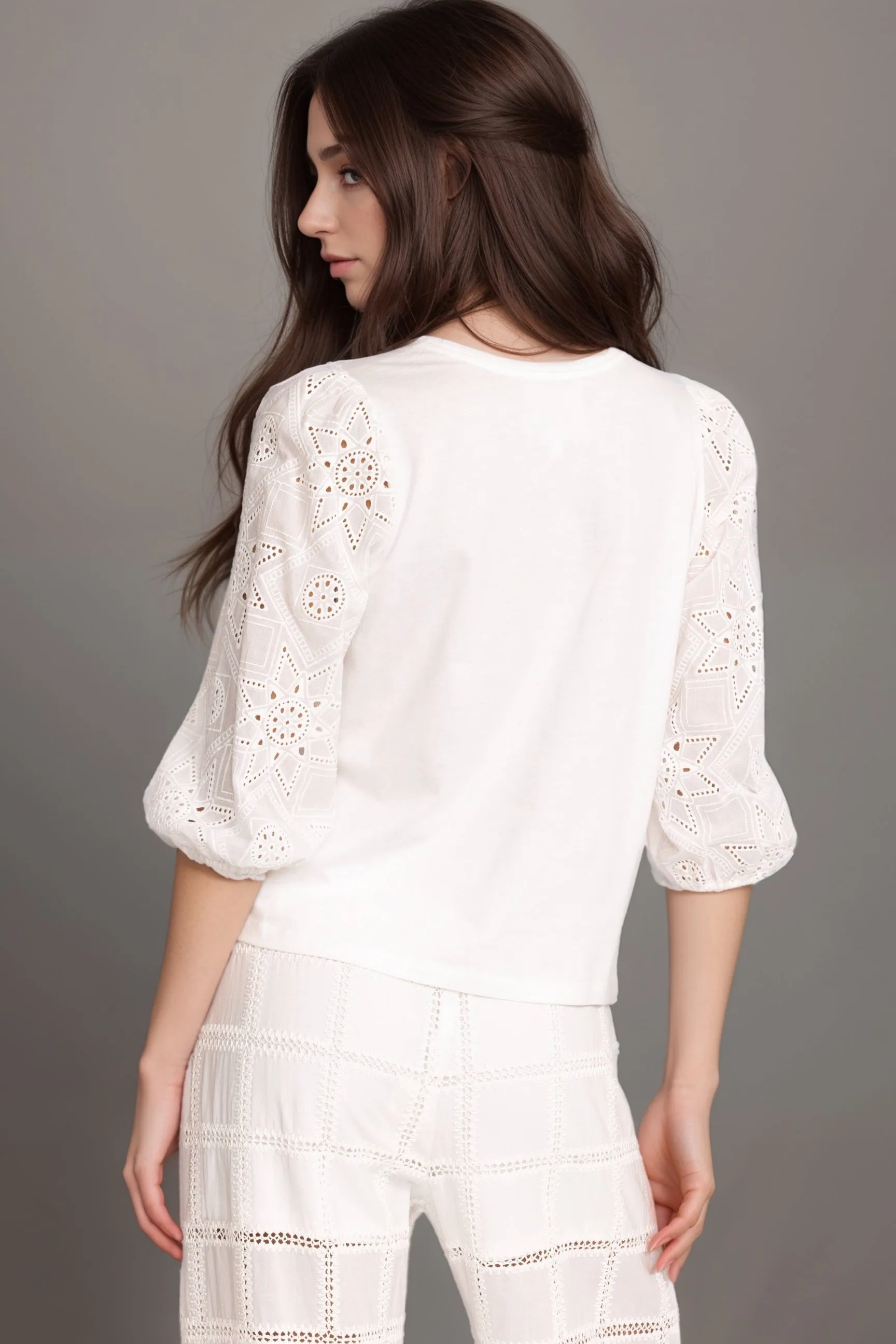 Johnny Was Jade Nora Puff Sleeve Easy Tee L16624 *