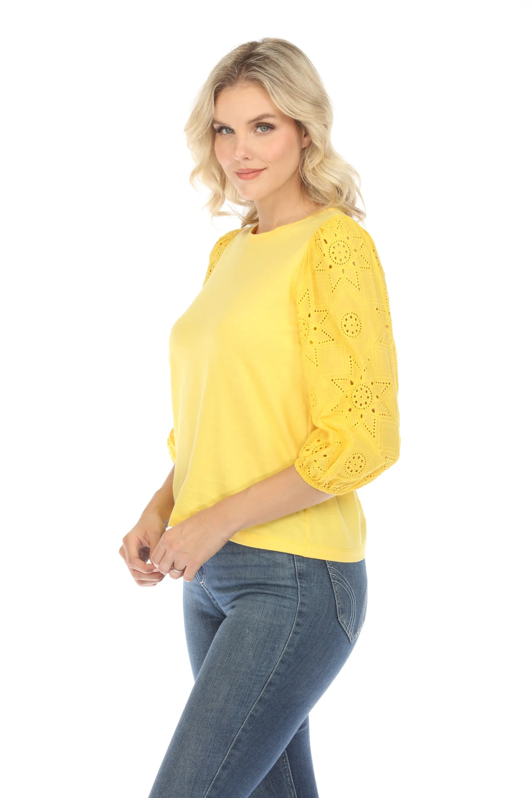 Johnny Was Jade Nora Puff Sleeve Easy Tee L16624 *