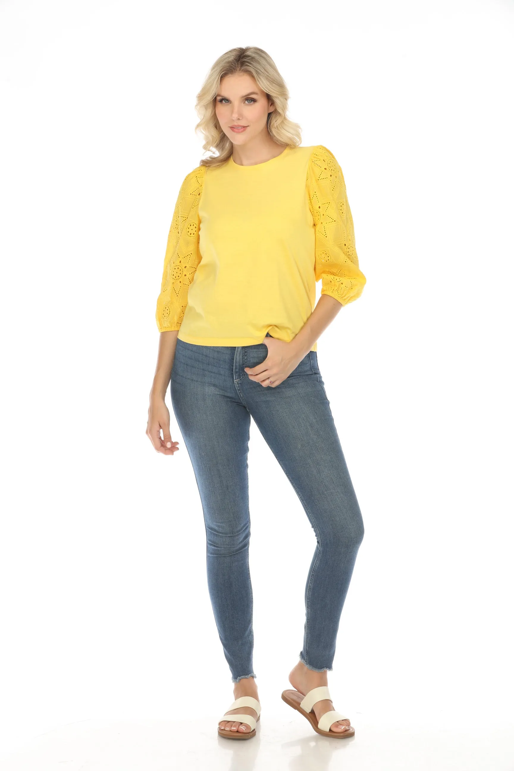 Johnny Was Jade Nora Puff Sleeve Easy Tee L16624 *