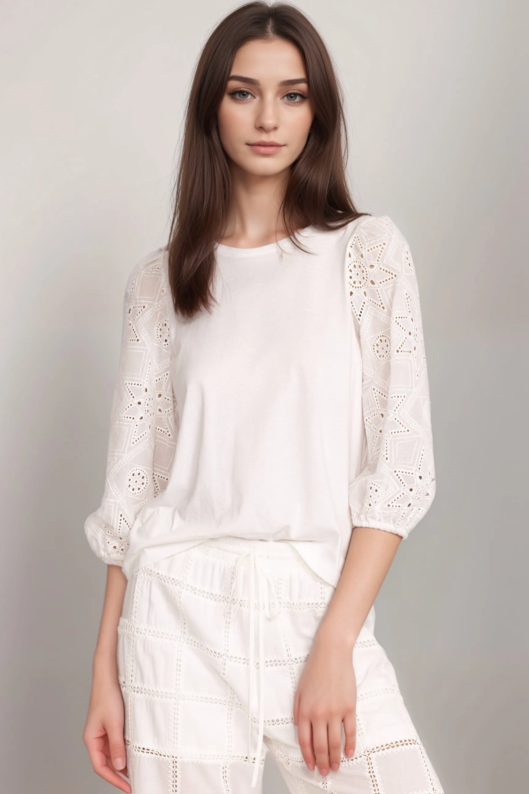 Johnny Was Jade Nora Puff Sleeve Easy Tee L16624 *