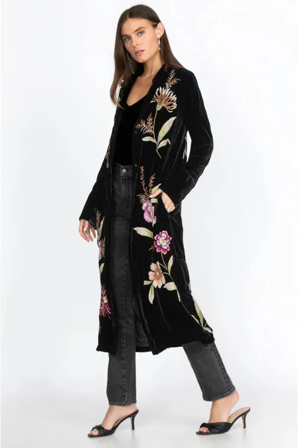 JOHNNY WAS MERIAH VELVET DUSTER COAT Long Sleeve Floral GOLDEN HOUR Top New