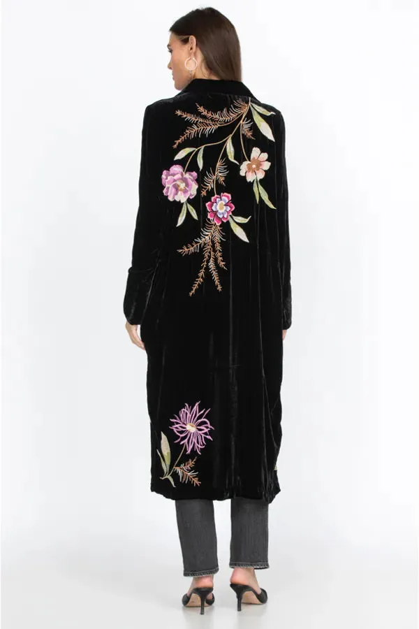 JOHNNY WAS MERIAH VELVET DUSTER COAT Long Sleeve Floral GOLDEN HOUR Top New