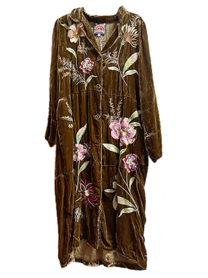 JOHNNY WAS MERIAH VELVET DUSTER COAT Long Sleeve Floral GOLDEN HOUR Top New