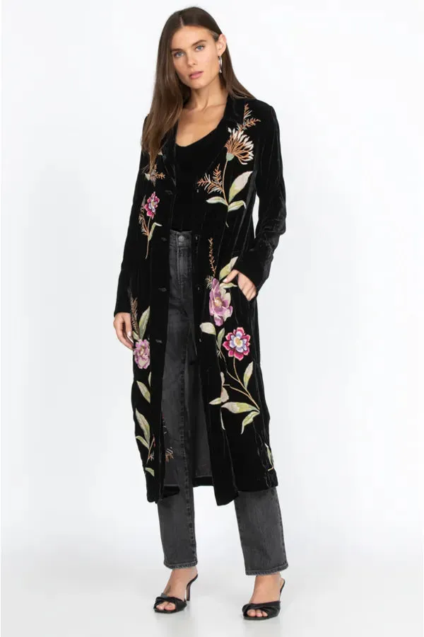 JOHNNY WAS MERIAH VELVET DUSTER COAT Long Sleeve Floral GOLDEN HOUR Top New