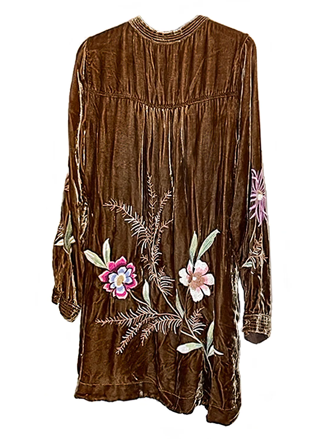 JOHNNY WAS MERIAH VELVET DUSTER COAT Long Sleeve Floral GOLDEN HOUR Top New