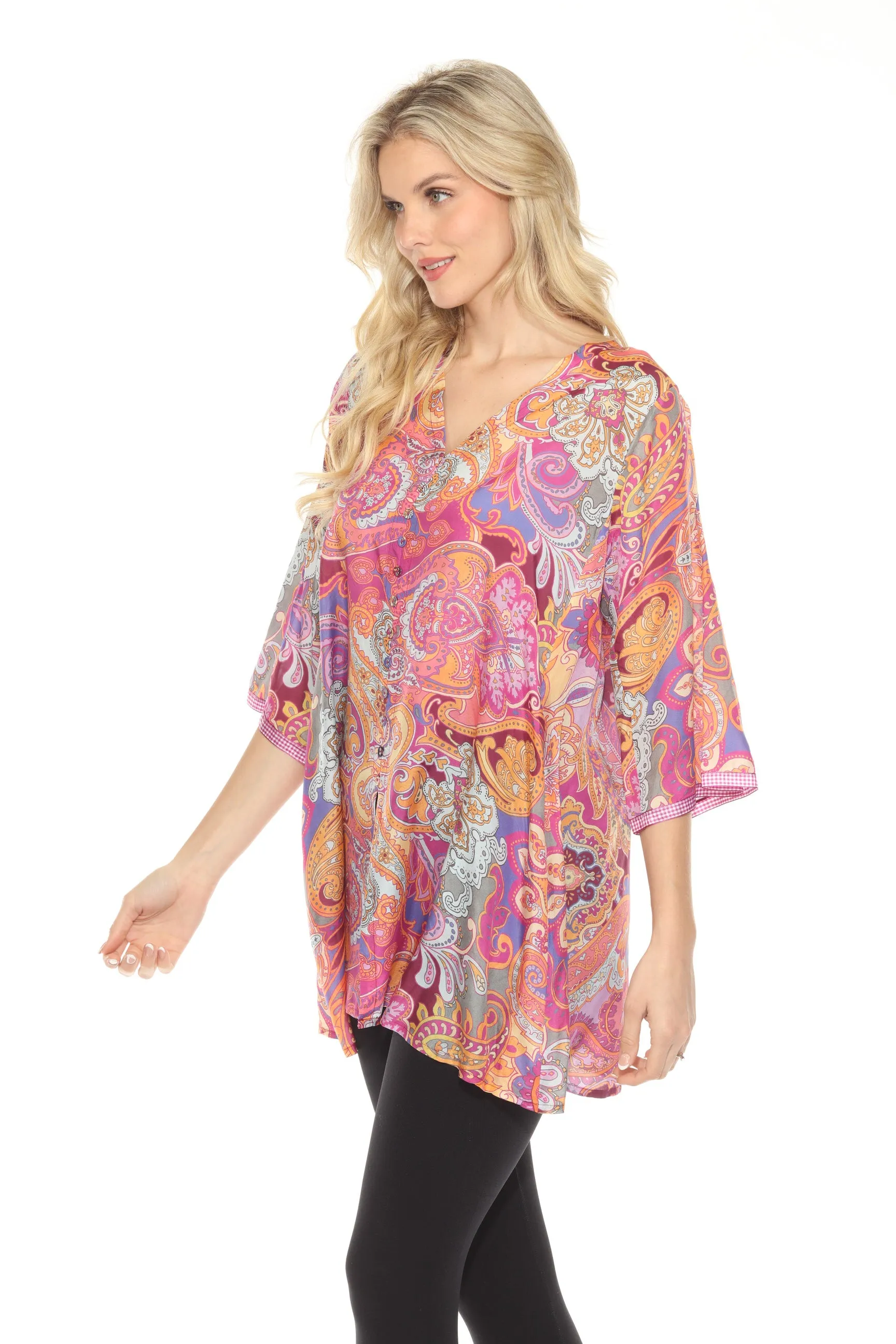 Johnny Was Munni Paisley Silk Tunic Top C21824A-9