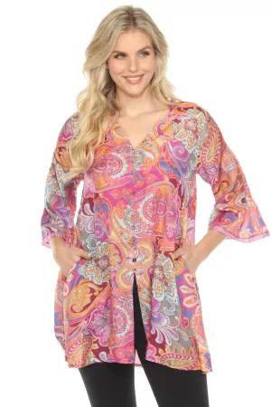 Johnny Was Munni Paisley Silk Tunic Top C21824A-9