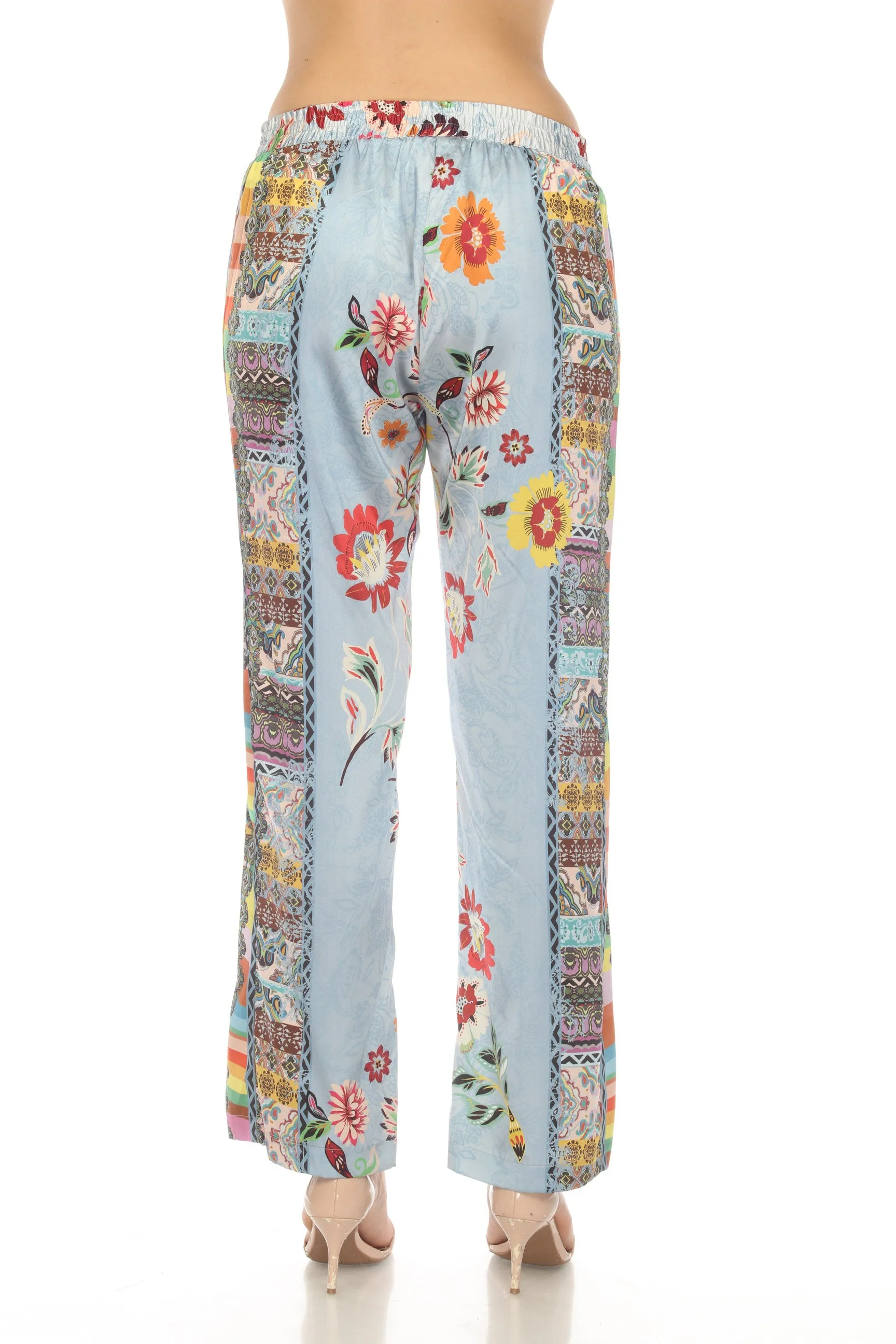 Johnny Was Rainbow Liza Silk Blend Floral Pants Boho Chic C62123A
