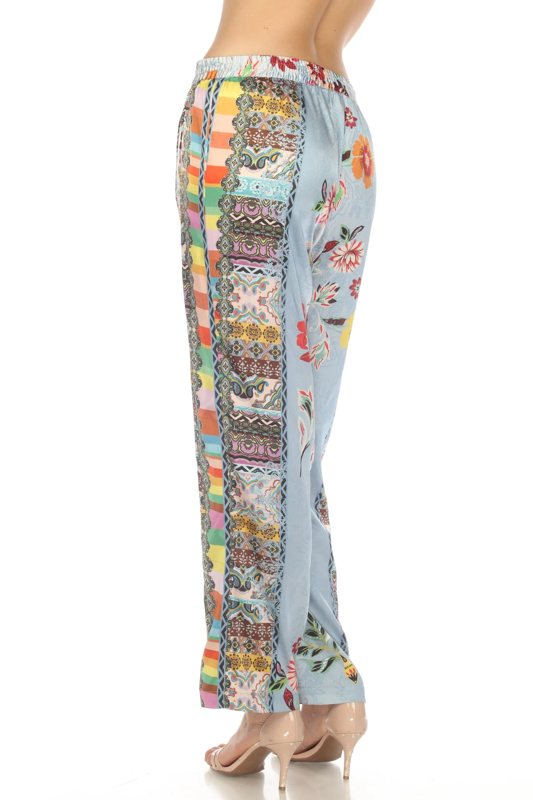 Johnny Was Rainbow Liza Silk Blend Floral Pants Boho Chic C62123A
