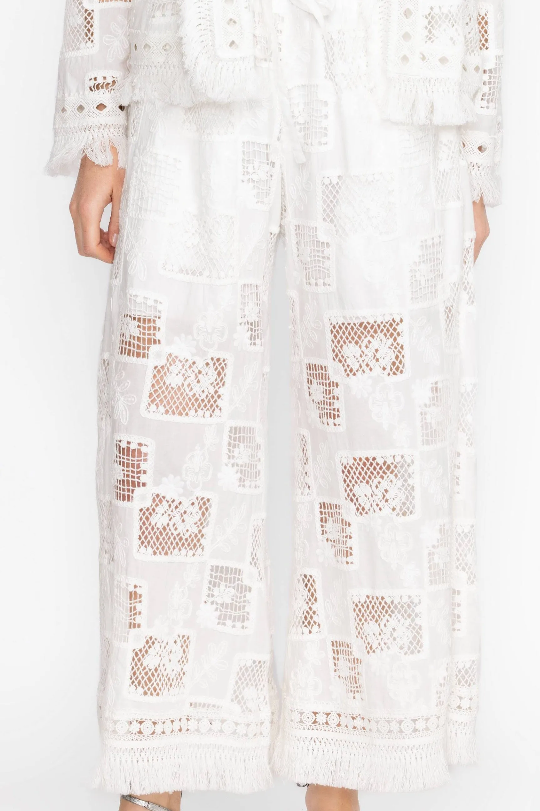 Johnny Was White Fancy Minca Cotton Pants C64024