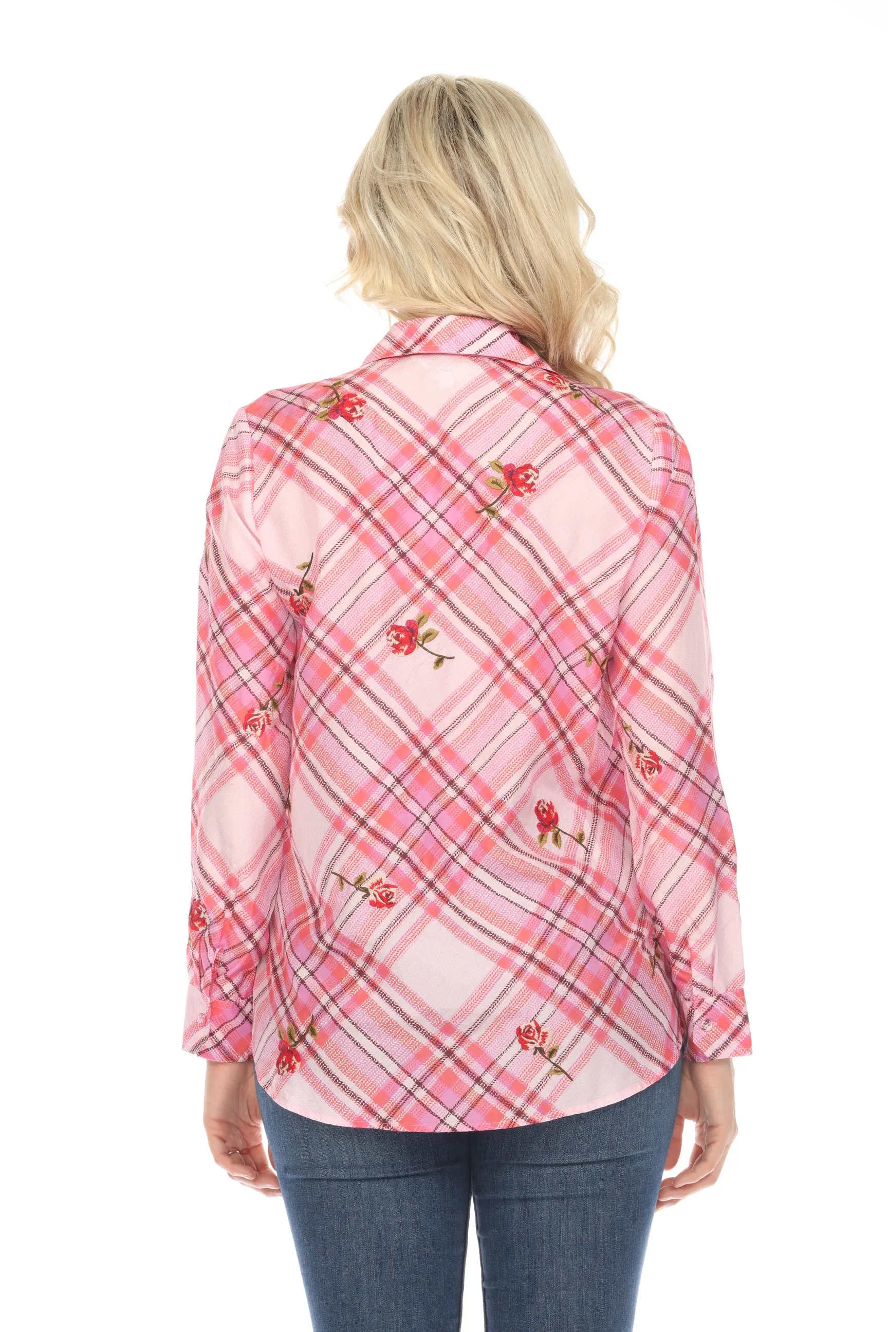 Johnny Was Workshop Plaid Roseanne Button Down Shirt Boho Chic W10924