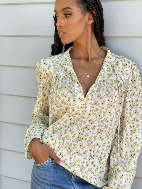 Joni White Floral Cotton Top