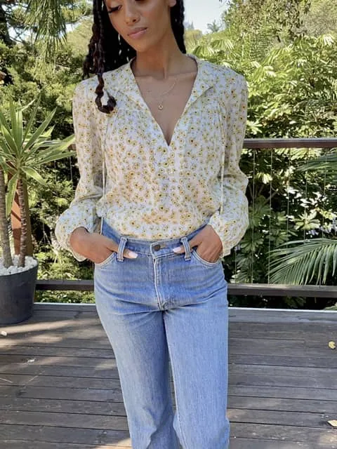 Joni White Floral Cotton Top